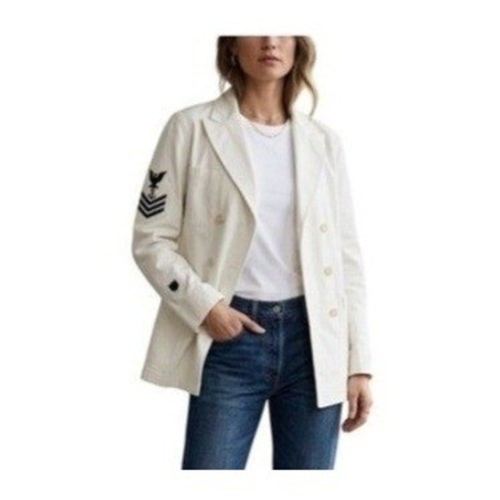 Polo Ralph Lauren Military Patch Canvas Twill Jacket Cream‎ Navy Blue 8